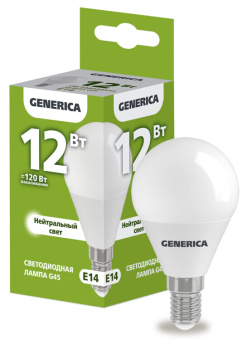 1Лампы (источники света) лампа светодиодная g45 шар 12вт 230в 4000к e14 generica | ll-g45-12-230-40-e14-g | iek выгодная цена