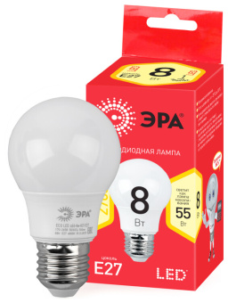 1Лампы (источники света) лампа светодиодная eco led a55-8w-827-e27 лампы светодиодные эко эра (диод, груша, 8вт, тепл, e27) | б0032095 | эра выгодная цена