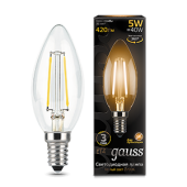 Лампы (источники света) лампа светодиодная led 5вт e14 220в 2700к свеча | 103801105 | gauss выгодная цена