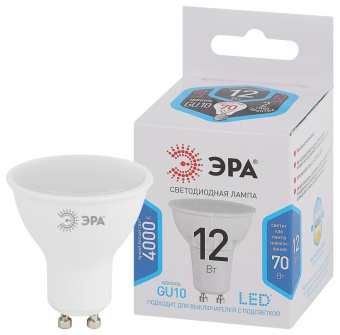 1Лампы (источники света) лампа светодиодная std led mr16-12w-840-gu10 12вт софит нейтральный белый свет | б0056485 | эра выгодная цена