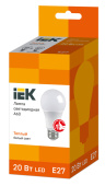 Лампы (источники света) лампа светодиодная led 20вт е27 220в 3000к a60 шар | lle-a60-20-230-30-e27 | iek выгодная цена