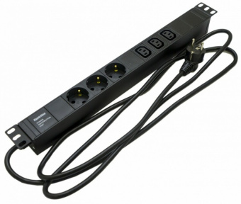 1Шкафы и стойки телекоммуникационные 19 she19-3sh-3iec-2.5eu блок розеток для 19" шкафов, горизонтальный, 3 розетки schuko, 3 розетки iec320 c13, 482.6x44.4x44.4мм | 397016 | hyperline выгодная цена