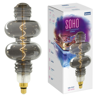1Лампы (источники света) лампа светодиодная led-sf42-5w/soho/e27/cw chrome/smoke gls77cr led soho. хромированная/дымчатая колба. спиральный филамент | ul-00005922 | uniel выгодная цена