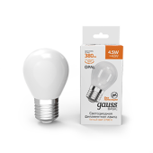Лампы (источники света) лампа светодиодная basic filament шар 4,5w 380lm 2700к е27 milky led 1/10/50 | 1055215 | gauss выгодная цена