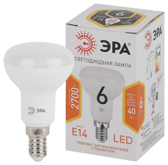 1Лампы (источники света) лампа светодиодная std led r50-6w-827-e14 6вт рефлектор теплый белый свет | б0056751 | эра выгодная цена