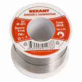 Паяльное оборудование припой с канифолью 250 г d=0.6 мм (sn60 pb40 flux 2.2 %) | 09-3311 | rexant выгодная цена