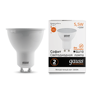 1Лампы (источники света) лампа светодиодная led 5,5вт gu10 220в 2700к elementary mr16 | 13616 | gauss выгодная цена