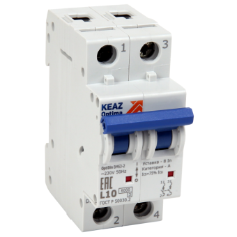 1Модульное оборудование (выключатели, УЗО, АВДТ,  УЗДП) выключатель автоматический двухполюсной optidin bm63-2nk13-ом4-рег | 281552 | кэаз выгодная цена
