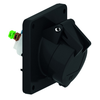 1Разъемы промышленные розетка панельная наклонная 3р(2p + pe) 16а 230-380 qc черная ip44 i 120436-bals i bals выгодная цена