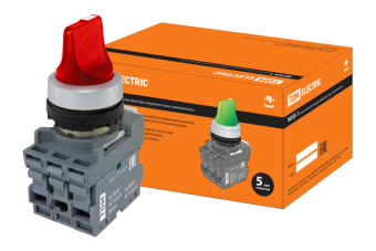 1Кнопки, светосигнальные лампы и кнопочные посты переключатель на 3 положения с фиксацией m3ss1-21r короткая ручка(led) d22мм/220b 1з+1р красный | sq0747-0074 | tdm выгодная цена