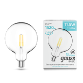 Лампы (источники света) лампа светодиодная basic filament g125 11,5w 1520lm 4100к е27 led 1/20 | 1111222 | gauss выгодная цена