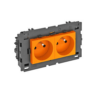 1Розетки, выключатели, звонки электрические розетка двойная 0° modul45connect франц. стандарт, 250 в, 16a (оранжевый) (std-f0c8 ror2) | 6120624 | obo bettermann выгодная цена