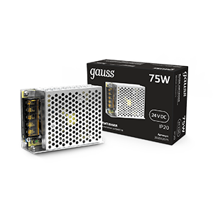 1Ленты светодиодные блок питания 75w 24v ip20 1/120 | 202002075 | gauss выгодная цена