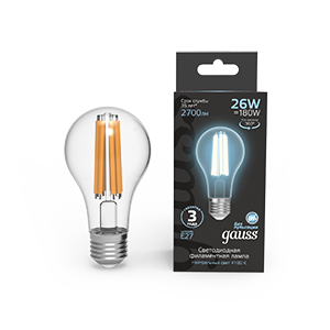 1Лампы (источники света) лампа светодиодная filament а70 26w 2700lm 4100к е27 led 1/10/40 | 102902226 | gauss выгодная цена