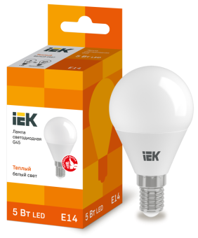 1Лампы (источники света) лампа светодиодная led 5вт е14 220в 3000к g45 шар | lle-g45-5-230-30-e14 | iek выгодная цена