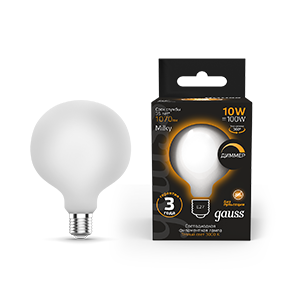 1Лампы (источники света) лампа светодиодная filament g95 10w 1070lm 3000к е27 milky диммируемая led 1/20 | 189202110-d | gauss выгодная цена