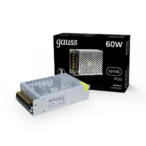 1Ленты светодиодные блок питания для светодиодной ленты led strip ps 60w 12v ip20 | 202003060 | gauss выгодная цена