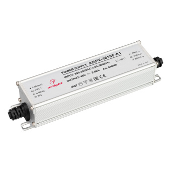 1Ленты светодиодные блок питания arpv-48100-a1 (48v, 2.08a, 100w) ( ip67 металл, 3 года) | 034685 | arlight выгодная цена