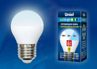 1Лампы (источники света) лампа светодиодная led-g45-6w/nw/e27/fr/mb plm11wh led. «шар», матовая. серия multibright. 4000k 100-50-10 . | ul-00002378 | uniel выгодная цена