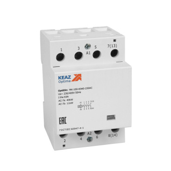 1Модульное оборудование (выключатели, УЗО, АВДТ,  УЗДП) контактор модульный optidin mk-100-6311-230ас (кэаз) | 321183 | кэаз выгодная цена
