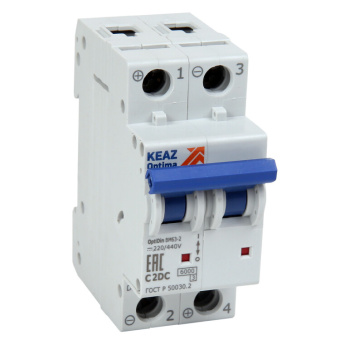 1Модульное оборудование (выключатели, УЗО, АВДТ,  УЗДП) выключатель автоматический двухполюсной optidin bm63-2b10-dc-ухл3 (новый) | 261217 | кэаз выгодная цена