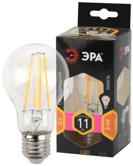 1Лампы (источники света) лампа светодиодная f-led a60-11w-827-e27 (филамент, груша, 11вт, тепл, е27) | б0035025 | эра выгодная цена
