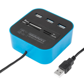 1КОМПЬЮТЕРНЫЕ АКСЕССУАРЫ разветвитель usb на 3 порта+картридер (все в одном) черный | 18-4121 | rexant выгодная цена