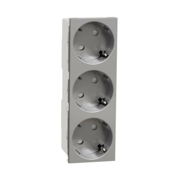 1Розетки, выключатели, звонки электрические unica modular розетка 3х(2к+з) 45гр, шторки, безвинтовые клеммы алюминий | nu307630 | schneider electric выгодная цена