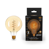 Лампы (источники света) лампа светодиодная black led filament g120 flexible e27 6w golden 360lm 2400к | 158802008 | gauss выгодная цена