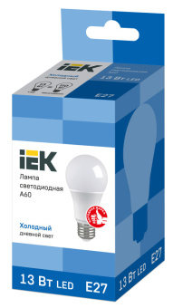 1Лампы (источники света) лампа светодиодная led 13вт е27 230в 6500к eco а60 шар | lle-a60-13-230-65-e27 | iek выгодная цена