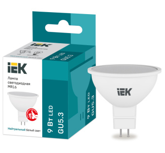 1Лампы (источники света) лампа светодиодная led mr16 софит 9вт 230в 4000к gu5.3 | lle-mr16-9-230-40-gu5 | iek выгодная цена