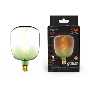 1Лампы (источники света) лампа светодиодная led filament flexible v140-dc green-clear e27 5w 200lm 1800k 140*200mm 1/6 | 1009802105 | gauss выгодная цена