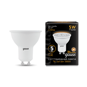 1Лампы (источники света) лампа светодиодная led 5вт gu10 220в 2700к mr16 | 101506105 | gauss выгодная цена