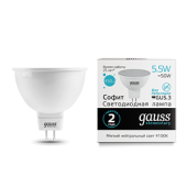 Лампы (источники света) лампа светодиодная led 5,5вт gu5.3 220в 4100к elementary mr16 | 13526 | gauss выгодная цена