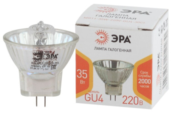 1Лампы (источники света) лампа галогенная gu4-mr11-35w-220v-30 cl (галоген, софит, 35вт, нейтр, gu4). | б0044094 | эра выгодная цена