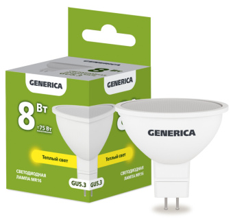 1Лампы (источники света) лампа светодиодная mr16 софит 8вт 230в 3000к gu5.3 generica | ll-mr16-08-230-30-gu5-g | iek выгодная цена