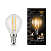 Лампы (источники света) лампа светодиодная led filament шар e14 9w 680lm 2700k | 105801109 | gauss выгодная цена
