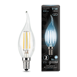 1Лампы (источники света) лампа светодиодная black led filament свеча на ветру e14 11w 750lm 4100k | 104801211 | gauss выгодная цена