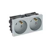 Розетки, выключатели, звонки электрические розетка двойная 33° modul45connect, франц. стандарт, 250 в, 16a (серебристый) (std-f3c al2) | 6120682 | obo bettermann выгодная цена