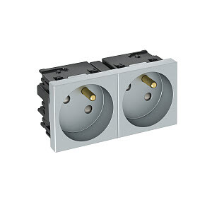 1Розетки, выключатели, звонки электрические розетка двойная 33° modul45connect, франц. стандарт, 250 в, 16a (серебристый) (std-f3c al2) | 6120682 | obo bettermann выгодная цена