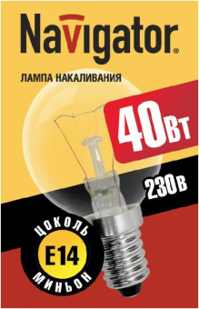 1Лампы (источники света) лампа накаливания лон 40вт е14 230в ni-c-40-230-e14-cl (кнр) | 94314 | navigator выгодная цена
