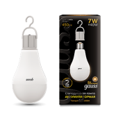 Лампы (источники света) лампа светодиодная led a60 7w e27 450lm 3000k с li-ion аккумулятором 1/10/60 | 102402107 | gauss выгодная цена