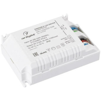 1Ленты светодиодные блок питания arj-lk65320-dim (21w, 320ma, 0-10v, pfc) | 019759 | arlight выгодная цена