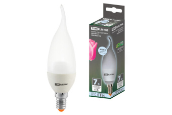 1Лампы (источники света) лампа светодиодная led 7вт e14 230в 4000к wfс37 свеча | sq0340-0174 | tdm выгодная цена