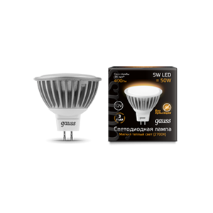 1Лампы (источники света) лампа светодиодная led 5вт gu5.3 12в 2700к mr16 | 201505105 | gauss выгодная цена