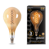 Лампы (источники света) лампа светодиодная led vintage filament flexible a160 8w e27 160*300mm amber 620lm 2400k 1/6 | 150802008 | gauss выгодная цена