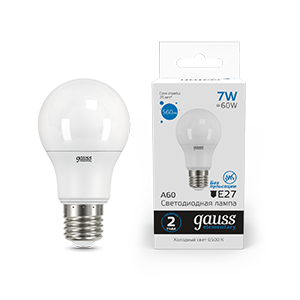 1Лампы (источники света) лампа светодиодная led elementary a60 7w e27 560lm 6500k | 23237a | gauss выгодная цена