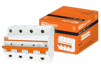 1Модульное оборудование (выключатели, УЗО, АВДТ,  УЗДП) выключатель автоматический четырехполюсный ва47-100 20а c 10ка | sq0207-0080 | tdm выгодная цена