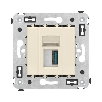 1Розетки, выключатели, звонки электрические usb 3.0 розетка одинарная в стену, тип а-а, "avanti", "ванильная дымка" | 4405303 | dkc выгодная цена