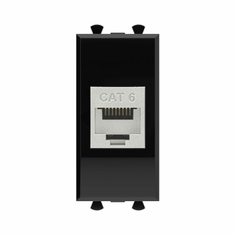 1Розетки, выключатели, звонки электрические компьютерная розетка rj-45 без шторки модульная, кат.6 экранированная, "avanti", "черный квадрат", 1 модуль | 4402791 | dkc выгодная цена